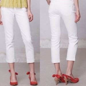 NWT AG Anthropologie White Stevie Roll Up Jeans
